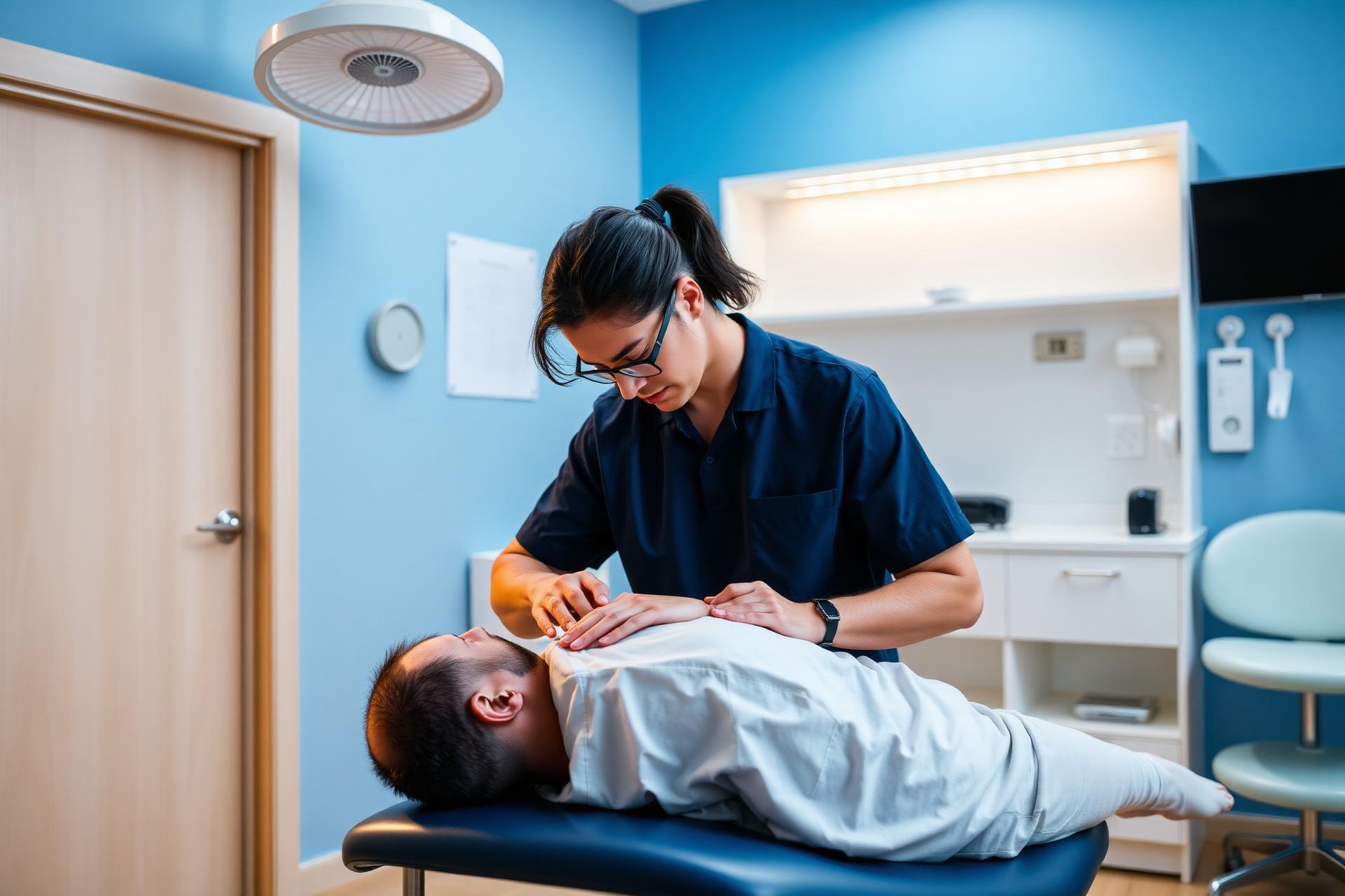 Chiropractor treating patient in Salt Lake City clinic
